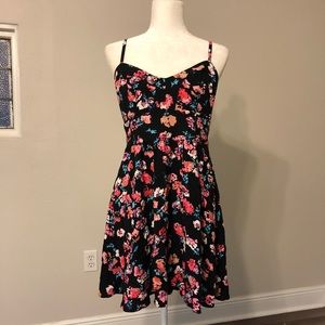 Express Floral Bustier Pocket Dress